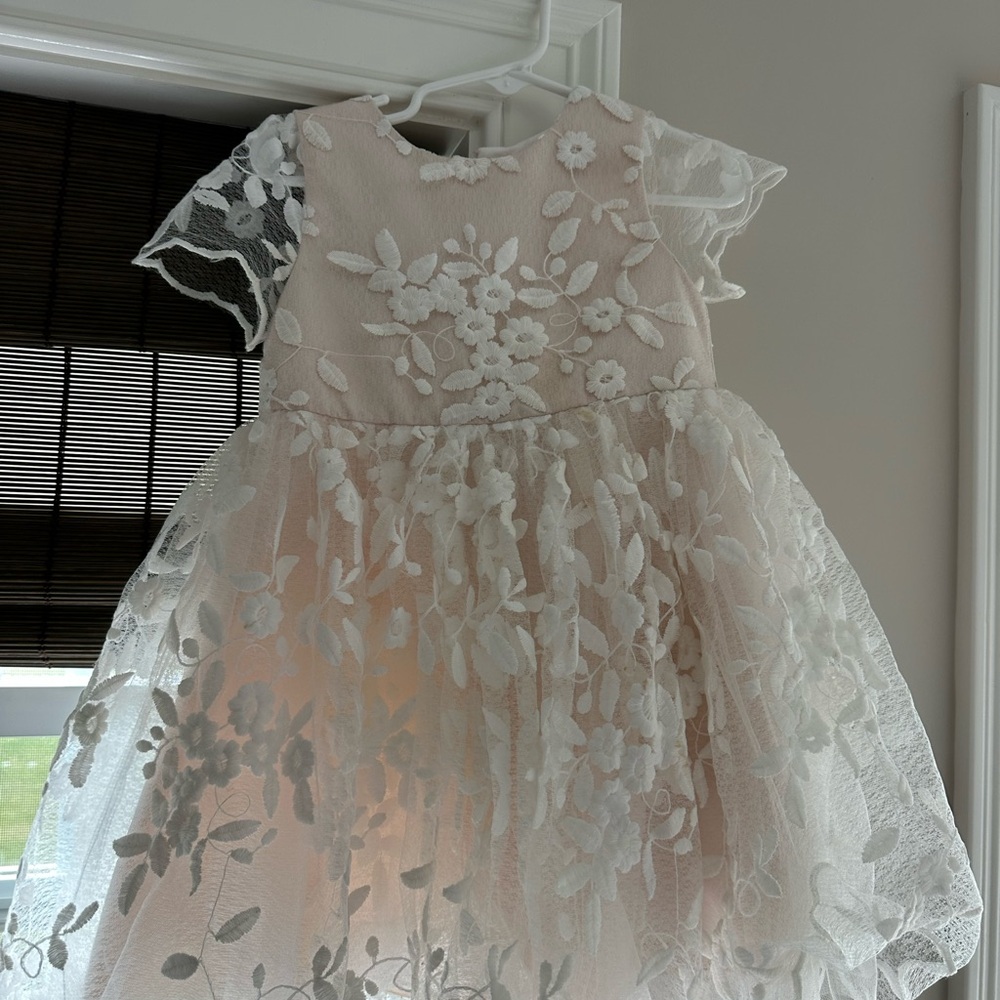 Anthropologie Cream Floral Lace Kids Dress